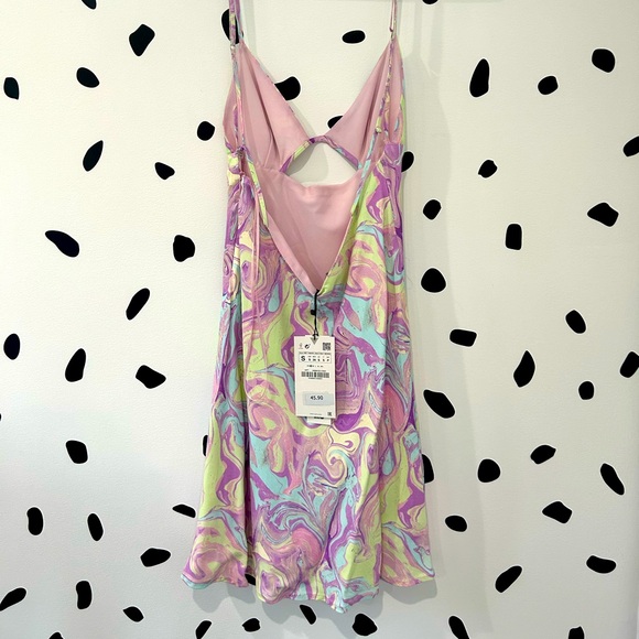 Zara SMALL Women's Purple, Yellow, Blue, Green Dress - Picture 4 of 7